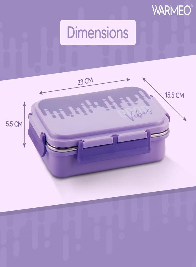 WARMEO علبة غداء معزولة من وارميو، مزودة بحجرتين، خالية من مادة BPA، آمنة للاستخدام مع الطعام، مثالية للمدرسة والنزهات والمكتب والأنشطة الخارجية - سعة 600 مل، لون بنفسجي، مصنوعة من الفولاذ المقاوم للصدأ - Image 4